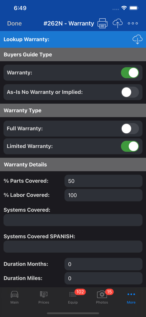 Print Used Car Warranty Stickers